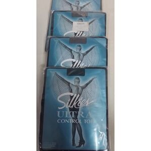 Vtg NOS Silkies Ultra Control Top Pantyhose Ultra Sheer Legs  Sz L 1 Black 3 Gry